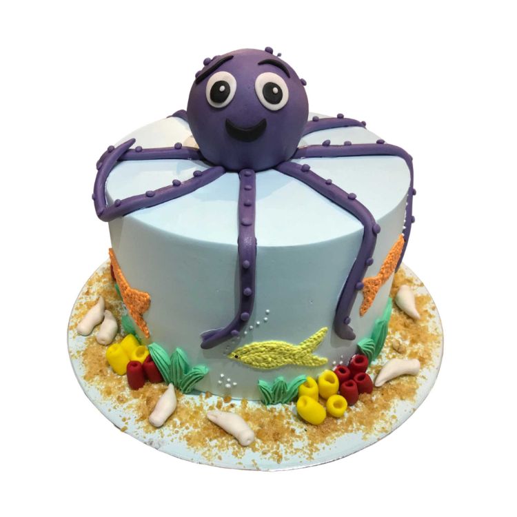 (365) Octopus Kids Semi Fondant Cake